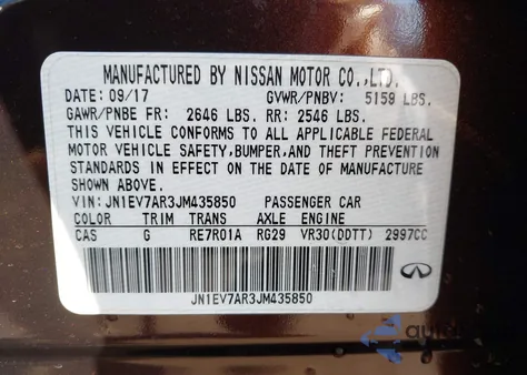 2018 Infiniti Q50 3.0T Luxe from USA, damaged, VIN JN1EV7AR3JM435850